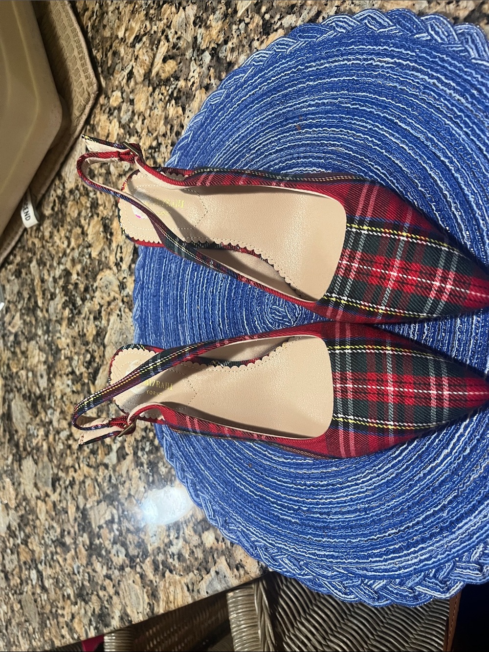 Marshalls Red Plaid Pointed Slingback Heels